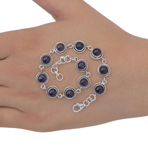 Bracelet en argent Sterling 925 fait à la main en pierres précieuses améthyste Spinner 925 timbre solide concepteur cadeau de mariage meilleure qualité bijoux - Product Image 1