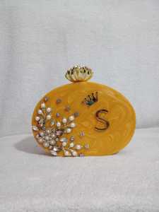 Bolso de mano de resina con cuentas en forma de D con piedra pesada, Perla de imitación chapada en oro, bolso con abalorio de mariposa Vintage para boda de mujer - Product Image 5