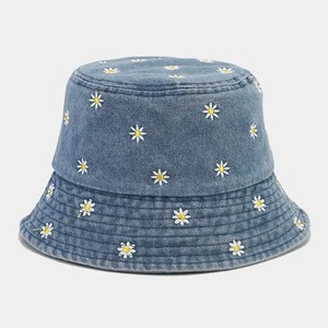 Unisexe Vintage Design Bucket Hat Summer Style Denim Solid Color Big Eaves Sun Protector Beach Holidays Fashion 100% Cotton - Product Image 5