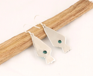 Boucles d'oreilles en pierres précieuses turquoise 925 boucles d'oreilles Boho gravées à la main en argent Sterling pour femmes bijoux de cadeau de mariage - Product Image 4