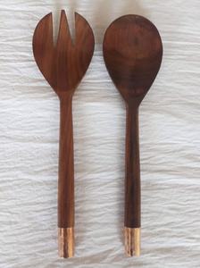 Juego de Cubiertos para Ensalada de Madera de Acacia Natural con Mango de Resina para Vajilla, Utensilios de Cocina, Decoración del Hogar, Herramientas para Servir y Mezclar Ensaladas - Product Image 2