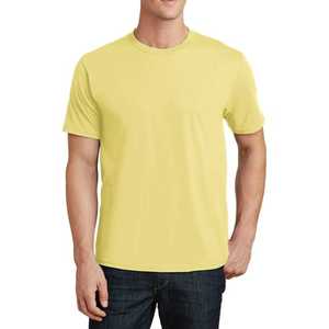 T-shirt à manches courtes en pur coton à col rond épais, ample, couleur unie, blanc, bas pour hommes et femmes, couleur unie - Product Image 3