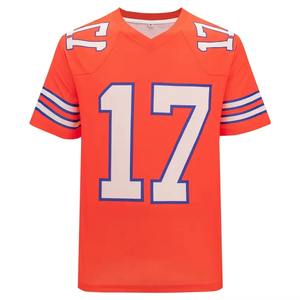 Camiseta de Fútbol Naranja Personalizada con el Número 17, Cuello en V, Manga Corta, Uniforme de Equipo, Ropa Deportiva Transpirable de Poliéster - Product Image 1