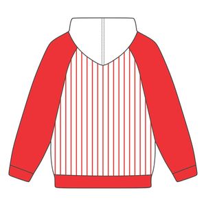 DST Delta White Body Red Raglan Pinstripes Sudadera con capucha Mezcla de algodón Hermandad griega Ropa Divine Nine HBCU Vida griega Año de fundación - Product Image 3