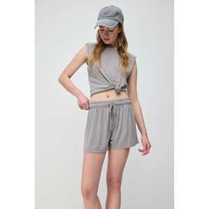 Shorts décontractés pour femmes, coupe régulière, taille élastique avec cordon de serrage, taille XS, modal, mode, ajustable avec poches - Product Image 3