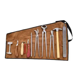 Professional Horse Farrier <b>Tool</b> <b>Kit</b> Veterinary Instrument for Hoof Grooming and Shoe Care Includes Leather <b>Bag</b> - Product Image 1