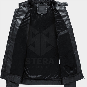 Veste en cuir de vachette à col montant pour homme, grande taille, design élégant, écologique, imperméable et respirante pour l'extérieur - Product Image 3