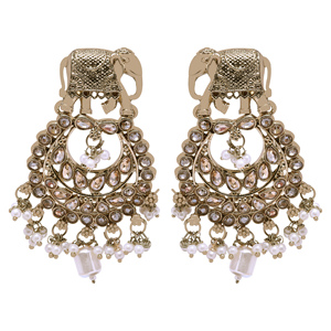 Pendientes colgantes personalizados, juego de pendientes colgantes AD inversos, Pendientes chapados en Mehandi, pendientes de moda, pendientes indios tradicionales. - Product Image 2