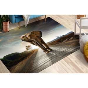 Alfombra con Estampado de Elefante: Alfombra de Chenilla con Diseño de Animales Salvajes para Decoración de Oficina, Alfombra de Tapiz - Product Image 2