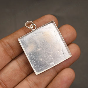 Colgante de marco de bisel cuadrado de 25mm de Plata de Ley 925 sólida para cenizas, relleno de resina, piedras preciosas finas, regalos de joyería conmemorativos - Product Image 1