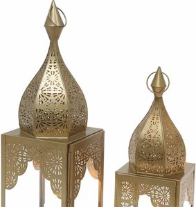 AZOV Handmade <b>Large</b> Decorative Metal Gold Candle <b>Lanterns</b> for Ramadan and Weddings - Product Image 3