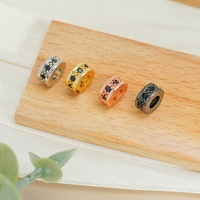Perles d'espacement oblates en cuivre plaqué or 18 carats avec micro-pavé de zircon, perles d'espacement en vrac pour la fabrication de bijoux, bracelet pour homme