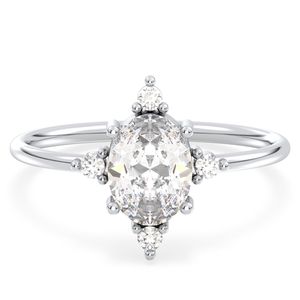 แหวนแต่งงาน REYES รุ่นใหม่ล่าสุด ทองคำแท้ 14K ทรงรี ประดับเพชรโมอิสซาไนต์ 1.09 กะรัต สำหรับผู้หญิง งานแฮนด์เมด ชุบโรเดียม - Product Image 5