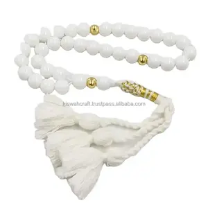 Cuentas de cristal blancas de 10mm Tasbih, collar católico religioso barato, joyería con 99 rosarios, cuentas de piedra Islámica - Product Image 6
