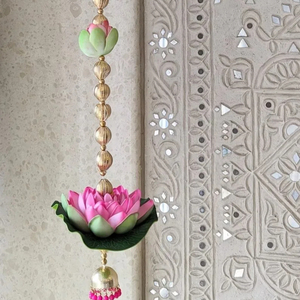 Cuentas hechas a mano colgantes de loto con Loto indio Diwali Floral decoración del hogar inauguración de la casa colgante decorativo decoración estética de la habitación - Product Image 6
