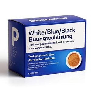 Panneaux de signalisation de parking en aluminium blanc/bleu/noir L460xH110mm pour visiteurs - Product Image 2