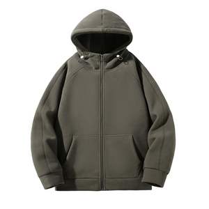 Personnalisable hommes épaissi éponge polaire fermeture éclair sweats à capuche pour automne hiver solide crochet vêtements de travail Logo broderie Options - Product Image 4