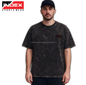 Camiseta recortada cuadrada de algodón lavado ácido gráfica Vintage de gran tamaño con dobladillo cóncavo de alta calidad personalizada 250 GSM - Product Image 1