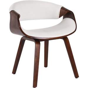 Ensemble de 2 chaises de salle à manger en bois courbé blanc, design scandinave du milieu du siècle, revêtement en cuir PU avec structure en bois contreplaqué noyer - Product Image 5