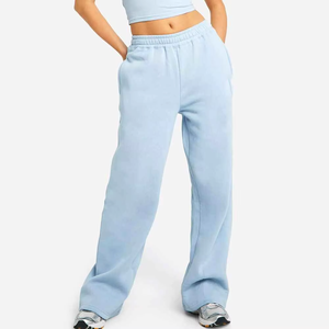 Pantalons de survêtement pour femmes, coupe droite, molleton doux, taille haute, coupe régulière, pantalon de détente, confortable pour tous les jours, hiver, dentelle, devant plat - Product Image 6