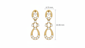 ต่างหูเพชรแบบหลายเม็ดทรงหยดน้ำ ดีไซน์หรูหรา ทำจากทอง 14K และเพชรธรรมชาติสำหรับผู้หญิง - Product Image 2
