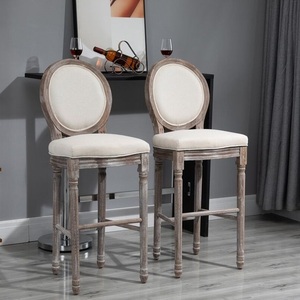 Tabouret de bar de campagne français rembourré, chaise de Bar Chic et miteux en bois, mobilier de Bar moderne de Style Vintage - Product Image 1