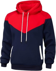 Sudaderas con capucha para hombre Patchwork Pullover Fleece Color Block Sudaderas de manga larga Tops casuales con bolsillo - Product Image 1