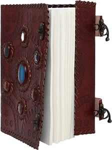 Carnet de notes en cuir pour hommes et femmes, Pages non linéaires, bloc-notes en pierre d'écriture avec Double serrure pour hommes et femmes, cadeaux en papier faits à la main 9x6 pouces - Product Image 2