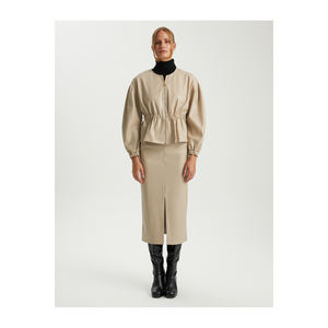 BGN Veste bomber en simili cuir à taille élastique pour femme W24J118 - Product Image 1