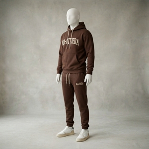 <b>Mens</b> Brown Hoodie Tracksuit Set Premium <b>Pullover</b> Sweatshirt Jogger Pants Casual Streetwear Sportswear Training Gym Fitness - Product Image 4
