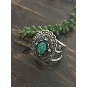 Chimney Butte White Water Turquoise & Sterling <b>Silver</b> Concho <b>Cuff</b> <b>Bracelet</b> Fashionable Accessory - Product Image 3