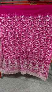 Tissu de filet de broderie Lucknowi à haute demande avec motif tissé pour la fabrication de robe de mariée fournisseur indien fourni prix d'exportation - Product Image 2