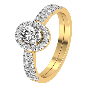 Anillo de boda de corte ovalado de lujo de oro sólido de 14 quilates para mujer, 1 Cts VS Clarity EF Color Lab Grown Diamond IGI Certified Jewelry - Product Image 1