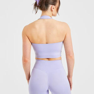 เสื้อครอปเอวลอยสีพาสเทลลาเวนเดอร์สำหรับผู้หญิงเสื้อครอปเอวลอยทรงเนยนุ่มน้ำหนักเบาสำหรับออกกำลังกายฟิตเนส - Product Image 2