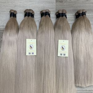 Vente chaude de haute qualité cuticule alignée personnalisé Ombre Double dessiné droite cheveux russes en vrac Extension de cheveux humains - Product Image 4