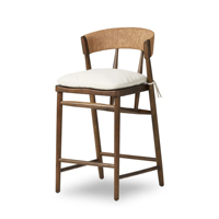 Chaises de bar en teck naturel, combinaison bois et corde avec coussin, qualité supérieure pour intérieur/extérieur - Darra