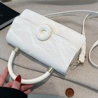 Sac à rabat en cuir PU pour femme, blanc nacré, avec poignée supérieure, quincaillerie dorée, bandoulière, vente en gros personnalisée OEM