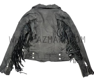 Chaqueta de Motociclista BRR EXIM Clásica de Cuero Negro, Impermeable y Resistente al Viento, con Cierre de Botones de Cuerno, Personalizable para Mujer - Product Image 5
