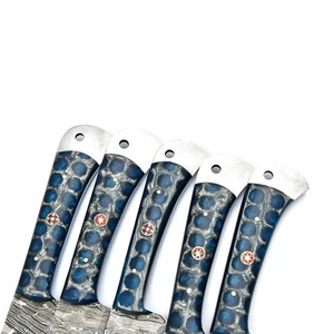 Ensemble de couteaux de chef japonais SCL-Custom, forgés à la main en acier Damas, lame tranchante, écologique, 5 pièces, pour couper les fruits et les légumes, usage quotidien - Product Image 4