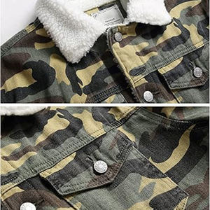 Vêtements d'extérieur décontractés OEM pour hommes, veste en jean coupe-vent ample et épaisse de camouflage et de style Hip Hop avec techniques brodées - Product Image 3