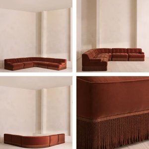 Divano Angolare Modulare Elowen HEC Fatto a Mano, Divano Sezionale con Frange per Soggiorno, Casa <span class=keywords><strong>e</strong></span> Club - Product Image 4