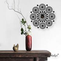 Jam Dinding Baja Jarum Kuarsa Satu Sisi Gaya Art Deco Geometri Suci Mandala Seni 60CM Desain Unik Gaya Antik HL Membuat Ruangan Lebih Indah