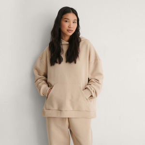 Sudadera con capucha de gran tamaño 100% algodón Streetwear Essentials Premium Pullover Drop Shoulder Heavy Fleece Custom Logo Sudaderas con capucha para mujer - Product Image 1