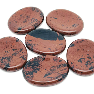 Pierres d'inquiétude en obsidienne acajou faites à la main pierres de poche en cristal naturel pour la méditation de guérison et le soulagement du Stress-approvisionnement en gros - Product Image 1