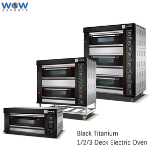 Four à gaz électrique à deux plateaux haut de gamme, très vendu, façade en acier inoxydable noir, chaudière à vapeur, pierre, commandes numériques, Breadwinner - Product Image 2