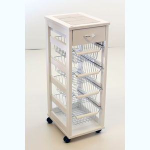 Carrito de Cocina Moderno de Madera de Haya Maciza con Cajón y Ruedas de Plástico para Cocinas Compactas, Uso Eficiente - Product Image 1