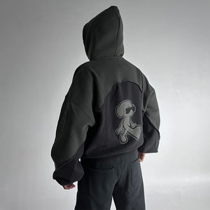 Ensemble de survêtement en coton 100% surdimensionné pour l'hiver, 480 g/m² |   Sweat-shirt ample et court personnalisé, pantalon de survêtement |   Poche unisexe anti-boulochage - Product Image 3