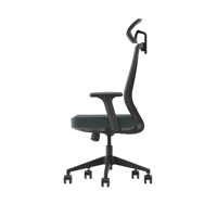 Chaise de bureau ergonomique à dossier haut en tissu noir moderne avec appui-tête réglable et accoudoirs réglables