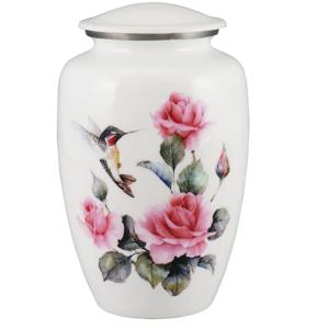 โกศเผาศพอลูมิเนียมสำหรับผู้ใหญ่ที่มีการแกะสลักพิวเตอร์และหินอ่อนสีแดงโกศโลหะสำเร็จรูปสำหรับเถ้ากระดูกมนุษย์ - Product Image 4