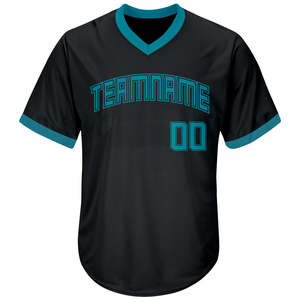 เสื้อเจอร์ซี่ย์เบสบอลผ้าริบถักของแท้สีดำอมเขียวเขียวดำ100% โพลีเอสเตอร์ระบายอากาศลาย3D - Product Image 2